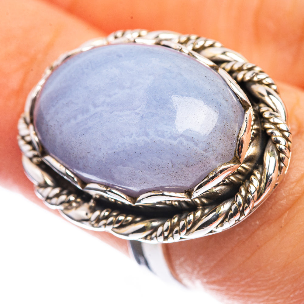 Blue Lace Agate 925 Sterling Silver Ring Size 6.5