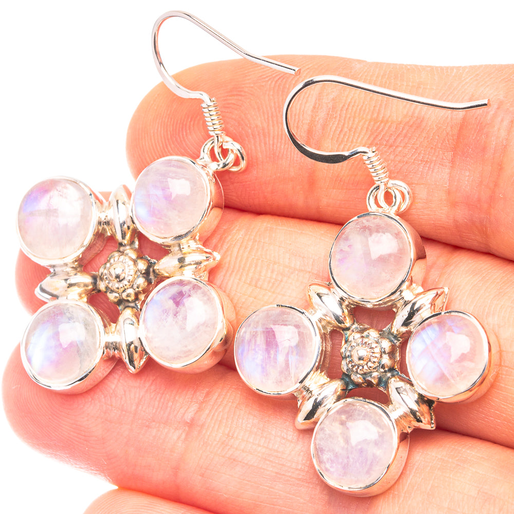 Signature Rainbow Moonstone Earrings 1 5/8" (925 Sterling Silver) E432329