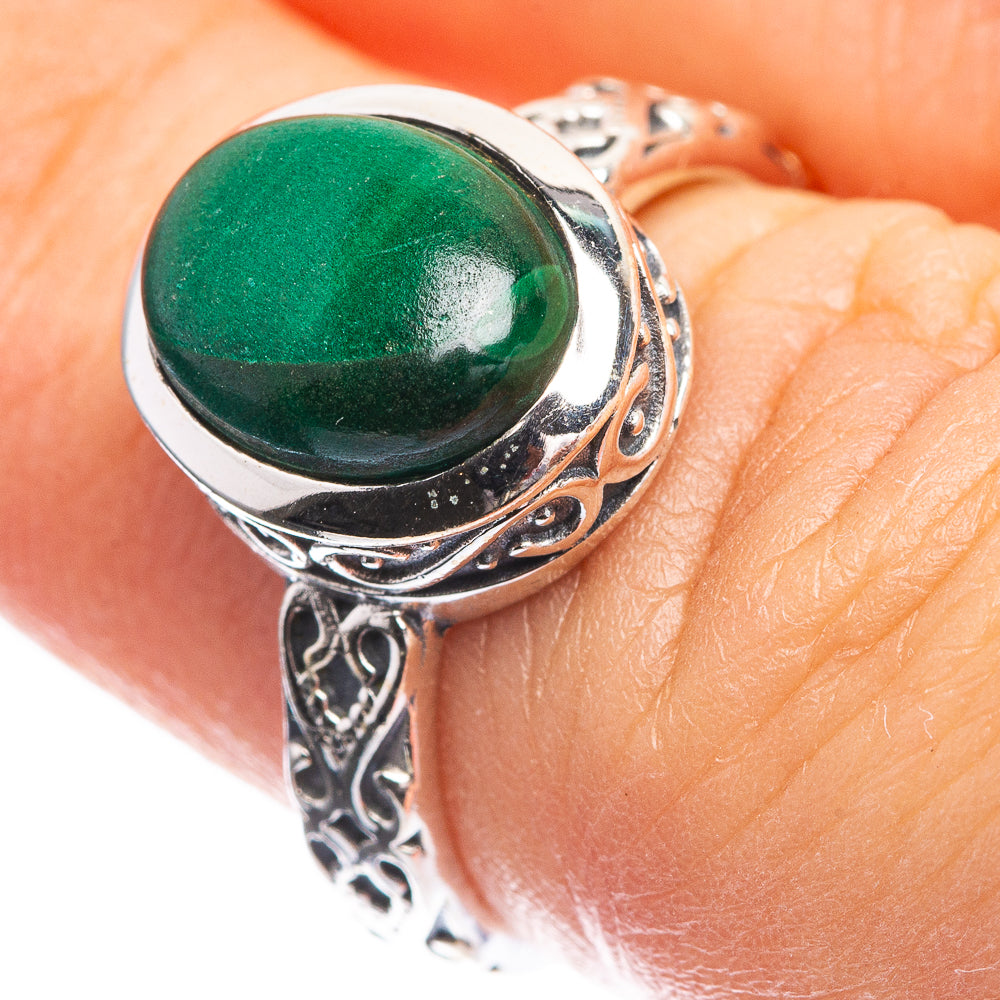 Malachite Dainty Ring Size 6 (925 Sterling Silver) R142545