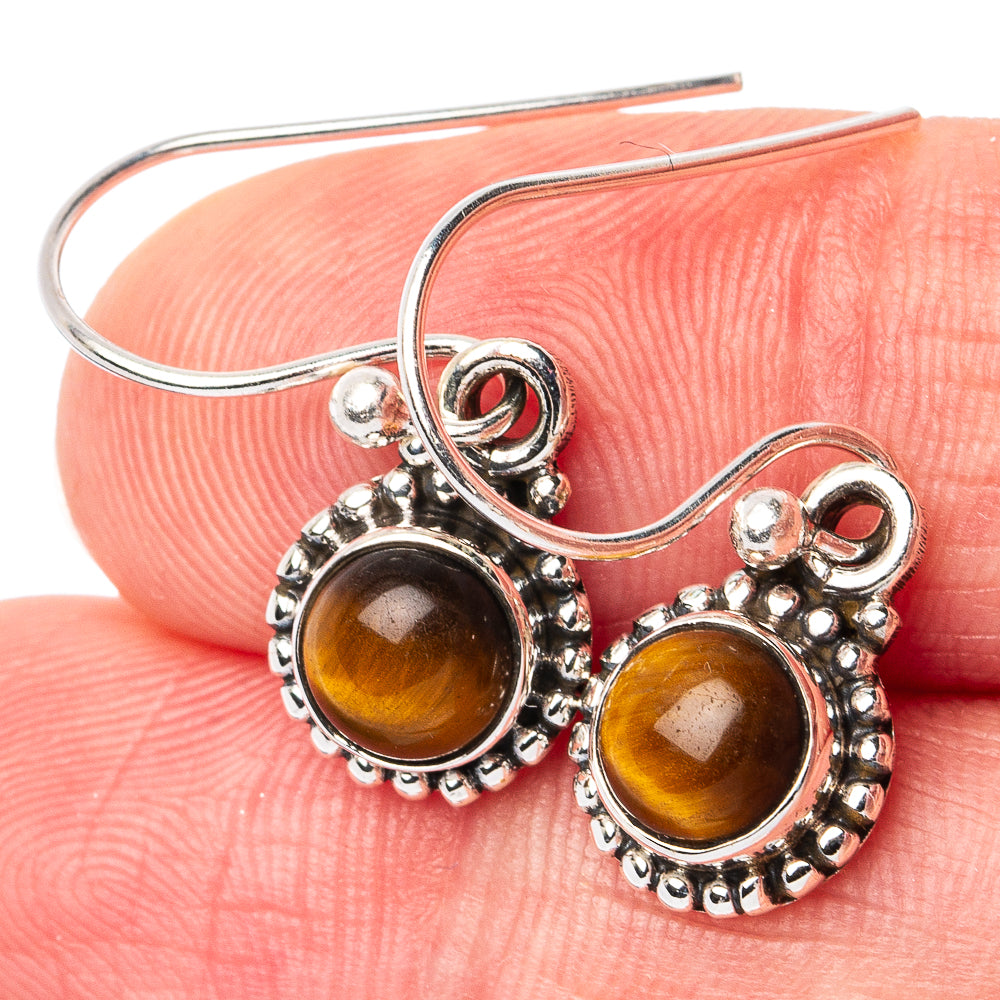 Tiger Eye Earrings 1 1/8" (925 Sterling Silver) E3119