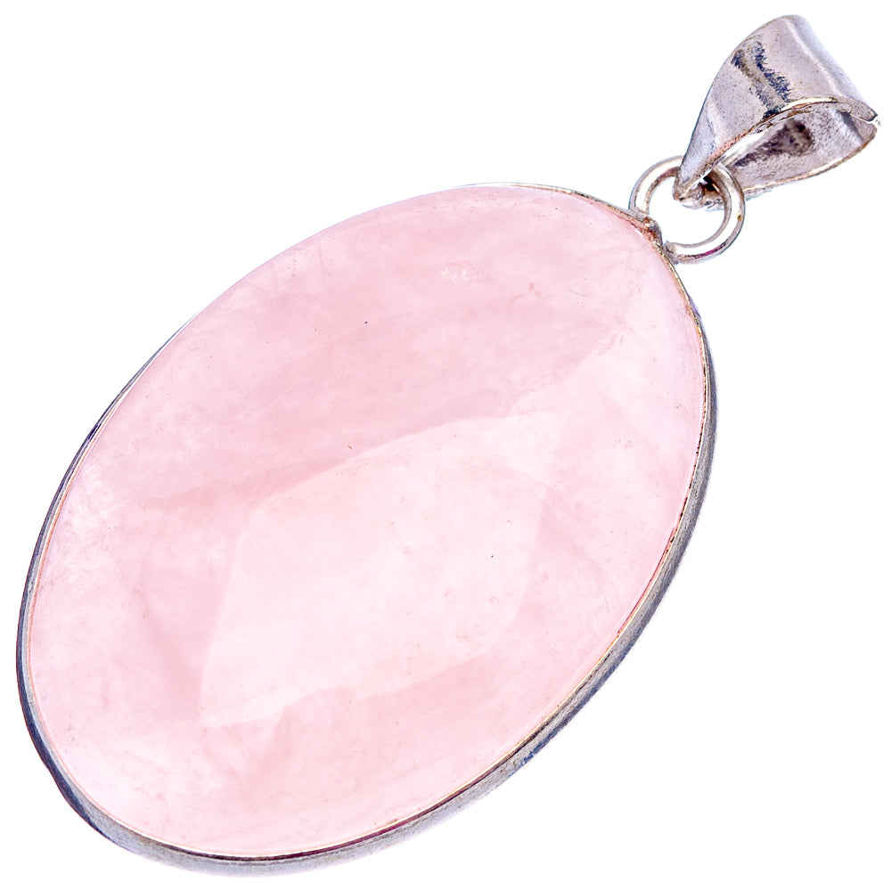 Rose Quartz Pendant 1 7/8" (Silver Plated)