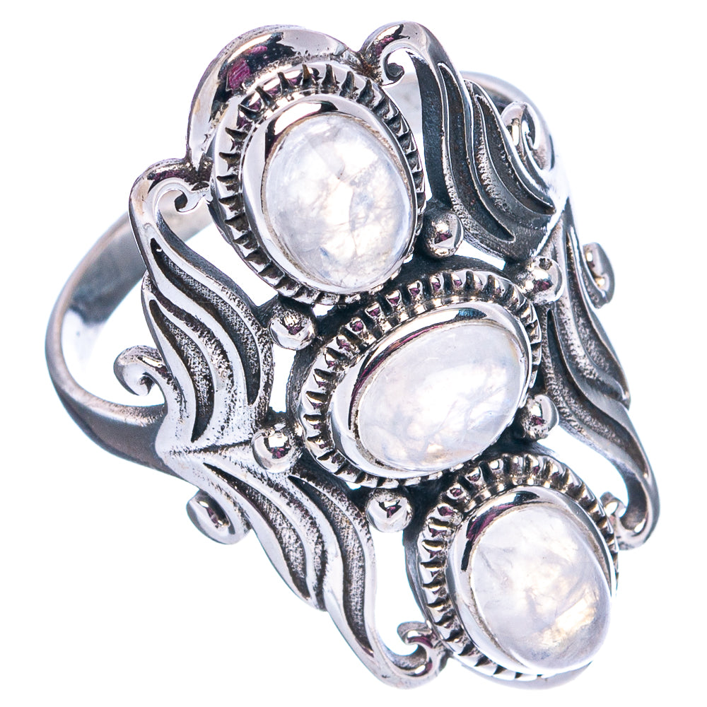 Rainbow Moonstone Ring Size 10 (.925 Sterling Silver)