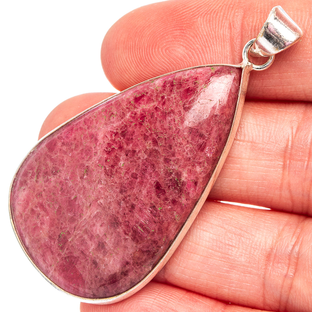 Rhodonite Pendant 2 1/8" (Silver Plated)