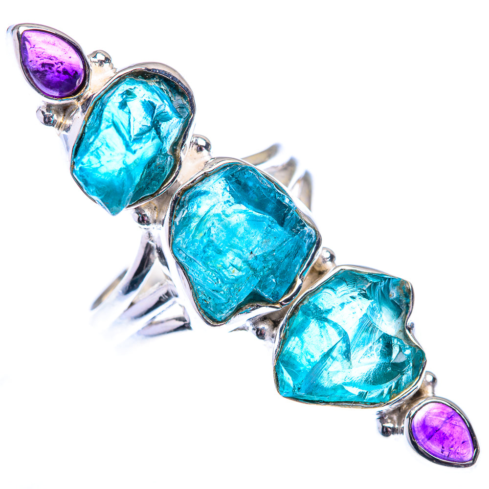 Large Raw Blue Fluorite, Amethyst 925 Sterling Silver Ring Size 8.25 (925 Sterling Silver) RING140457