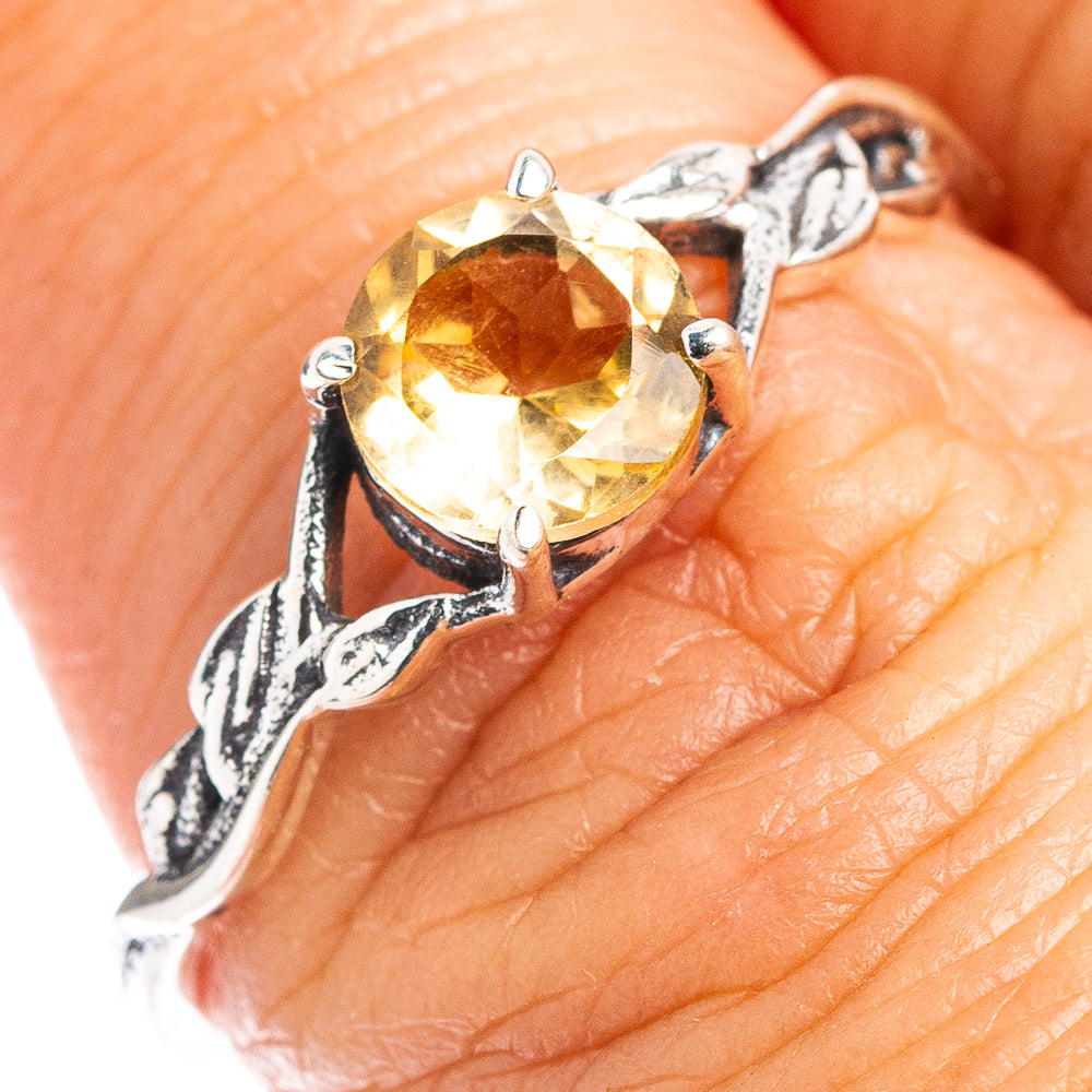 Citrine Dainty Ring Size 7.75 (.925 Sterling Silver)