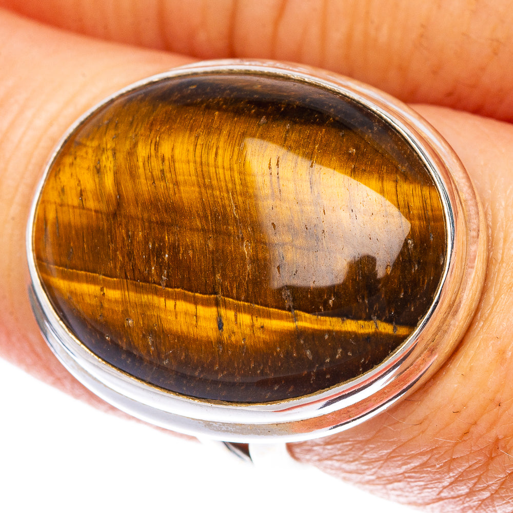 Tiger Eye Ring Size 7.25 (925 Sterling Silver) R1454