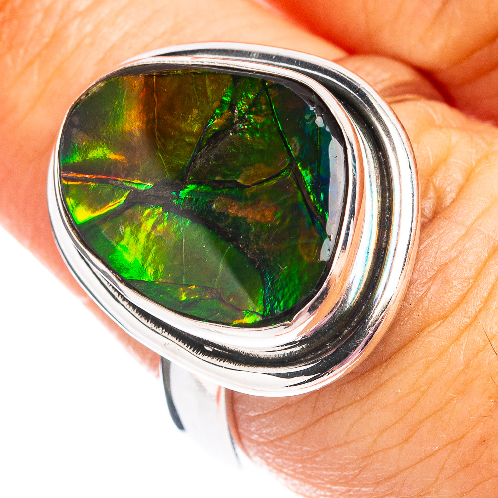 Premium Canadian Ammolite Ring Size 8 (.925 Sterling Silver)