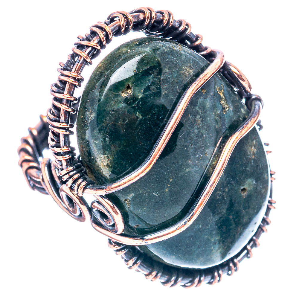 Ocean Jasper Wire Wrap Ring Size 6.25 (Oxidized Copper)
