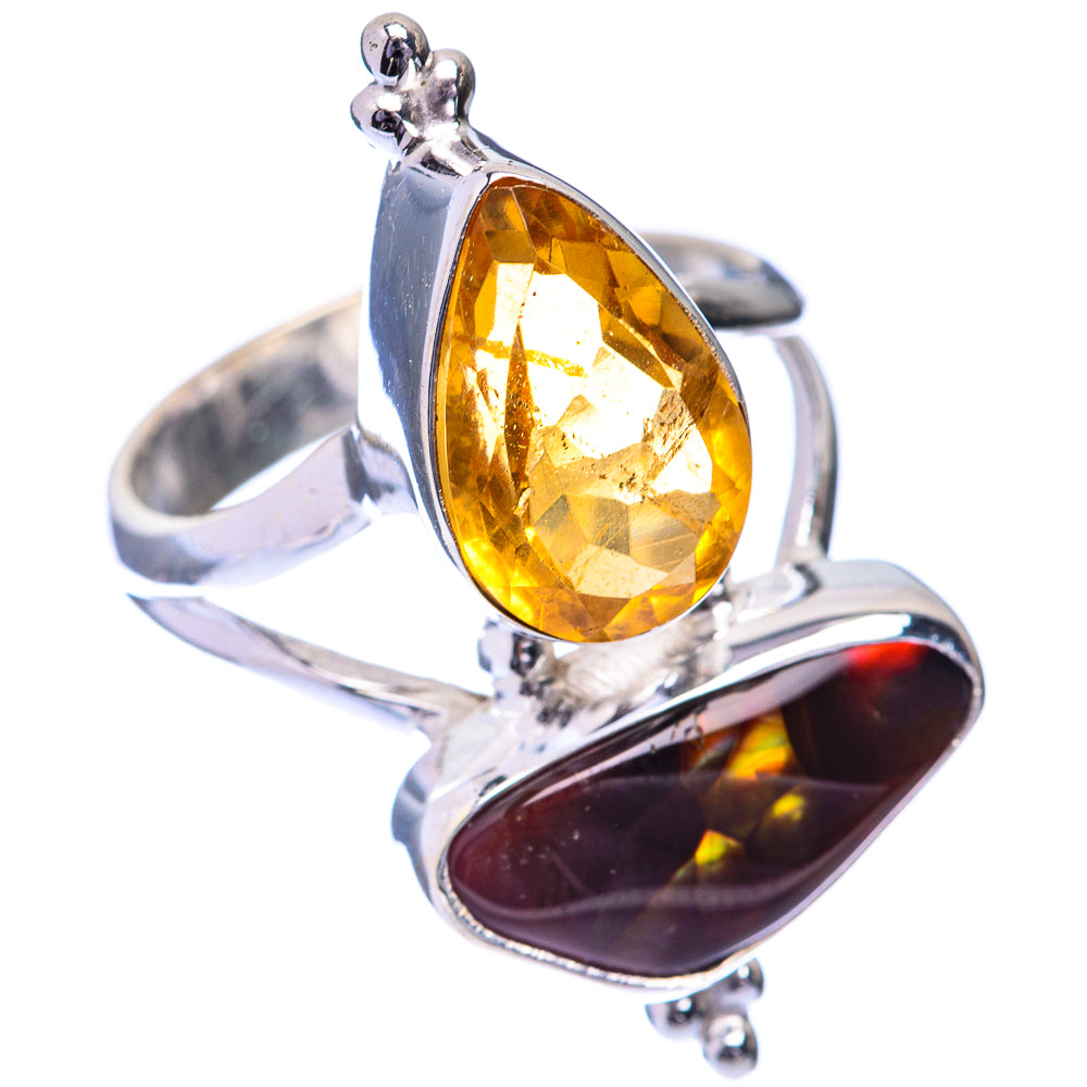 Mexican Fire Agate, Citrine Ring Size 7.75 (925 Sterling Silver) R141561