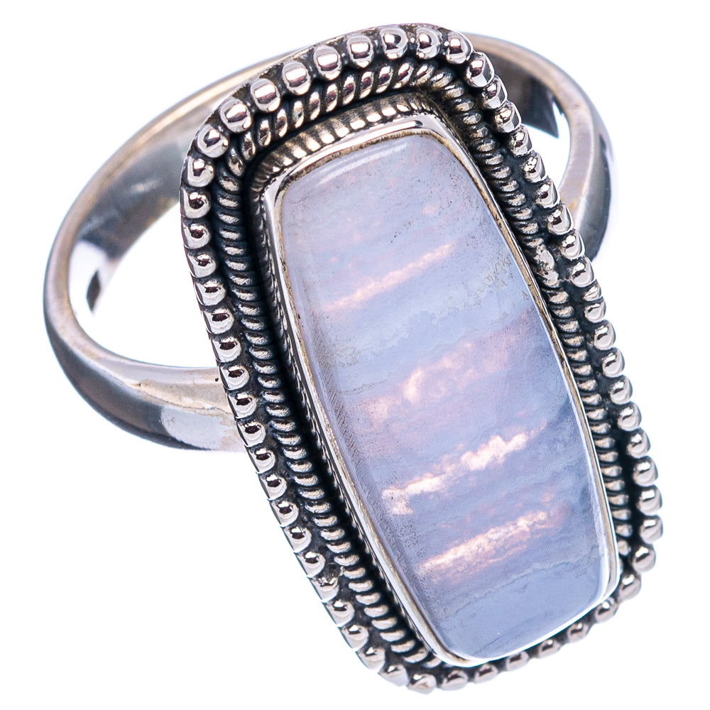 Blue Lace Agate Ring Size 7 (.925 Sterling Silver)