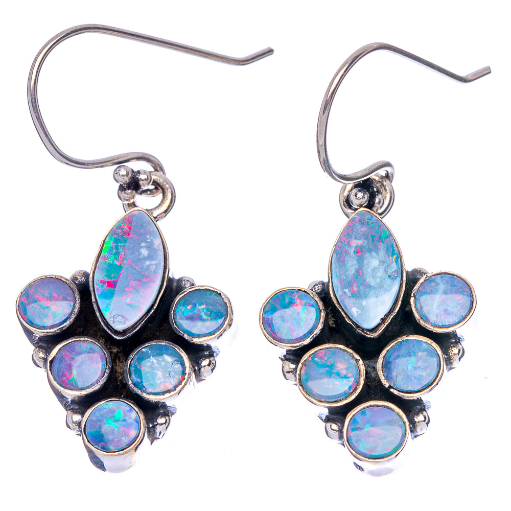 Rare Doublet Opal Earrings 1 3/8" (.925 Sterling Silver)