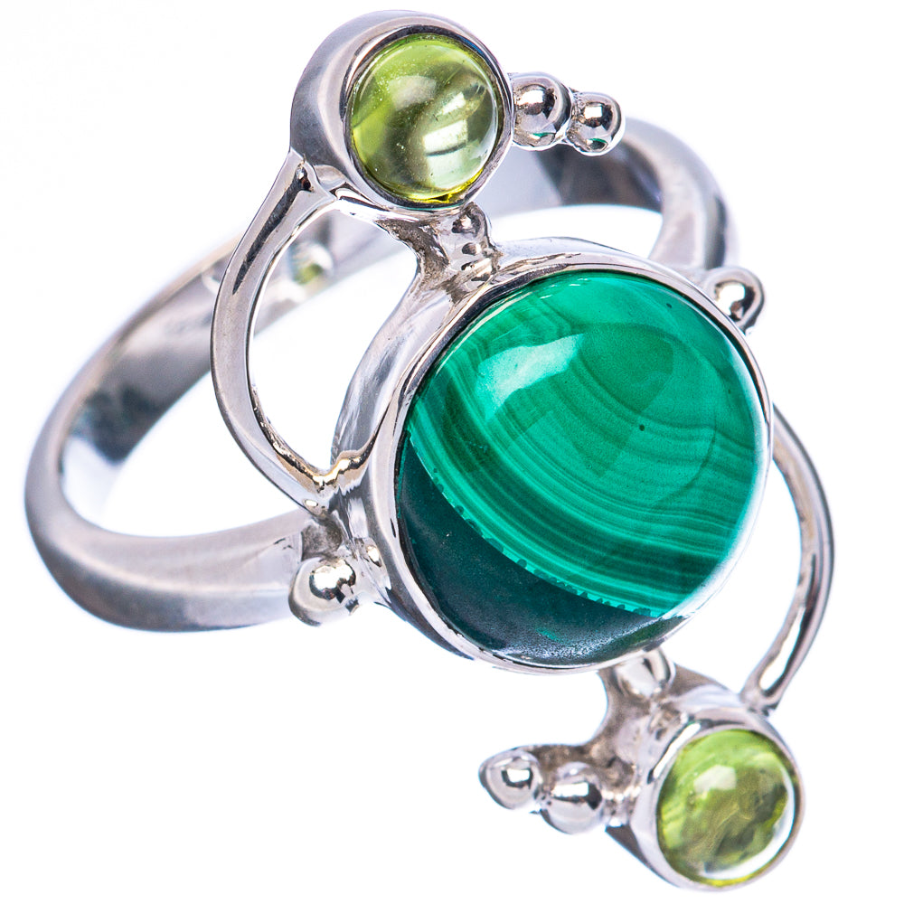 Premium Malachite, Peridot 925 Sterling Silver Ring Size 6.75 Ana Co R3624