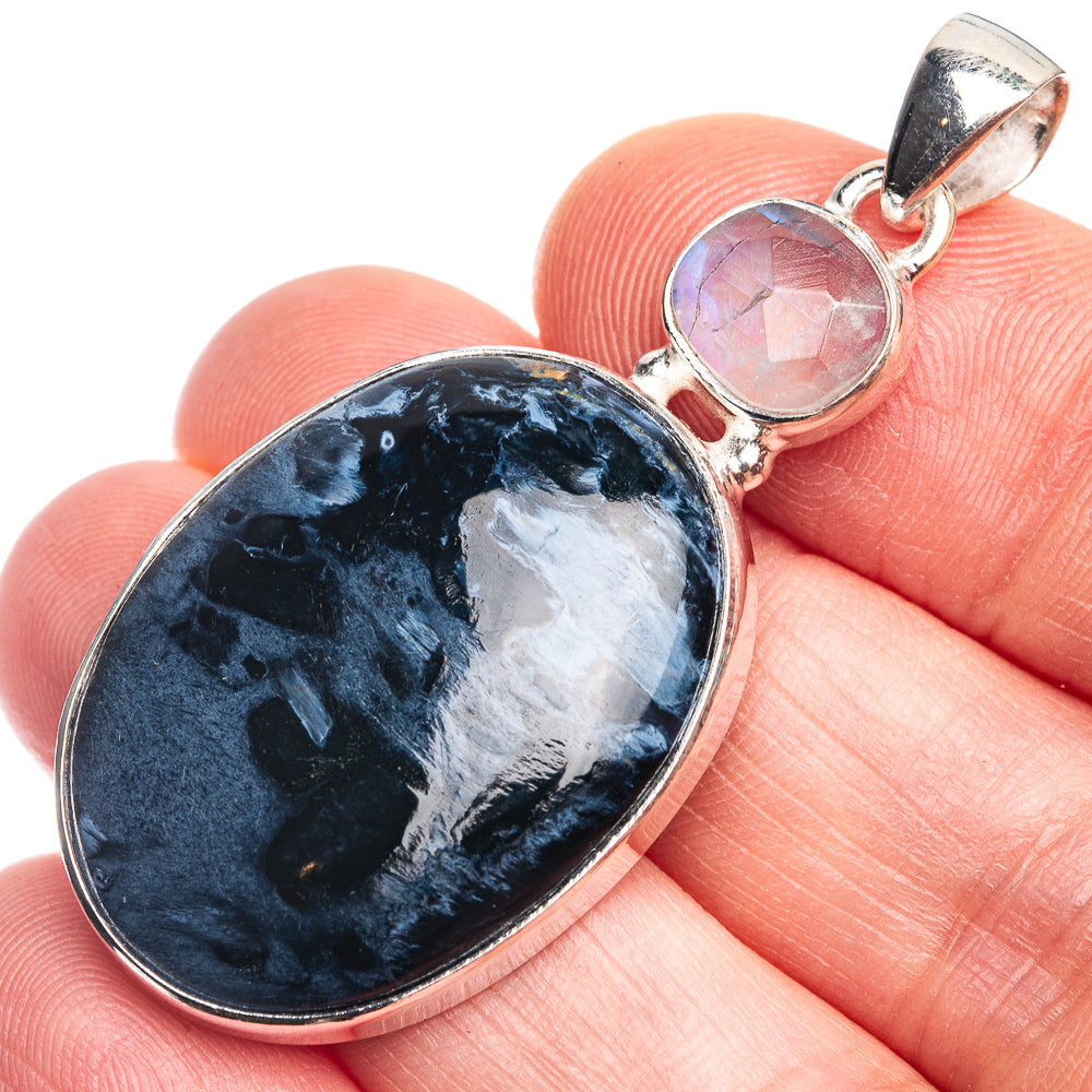 Pietersite, Rainbow Moonstone Pendant 1 7/8" (925 Sterling Silver) P39349