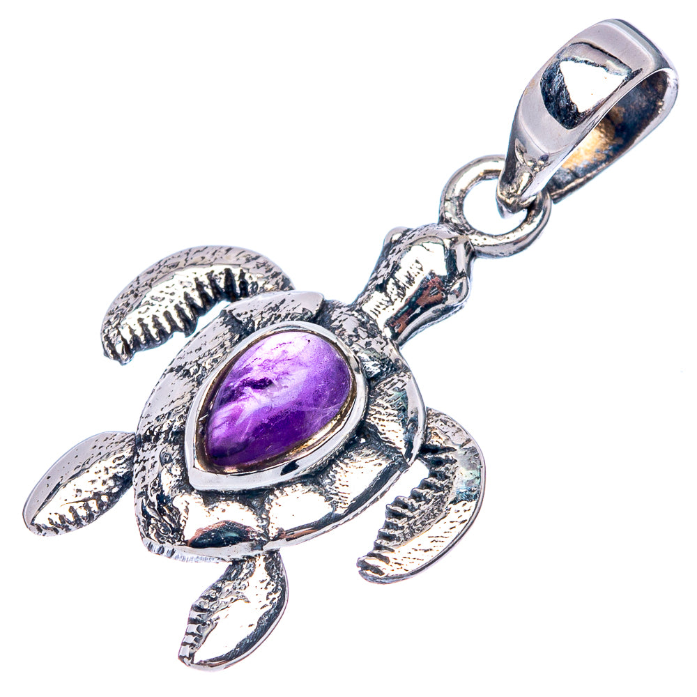 Amethyst Seaturtle Dainty Pendant 1 1/8" (925 Sterling Silver) P43544