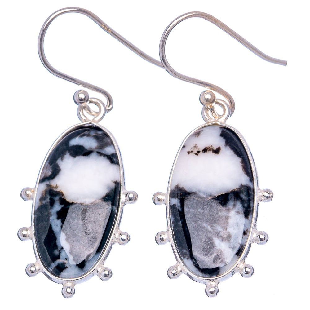 White Buffalo Turquoise Earrings 1 3/8" (.925 Sterling Silver)