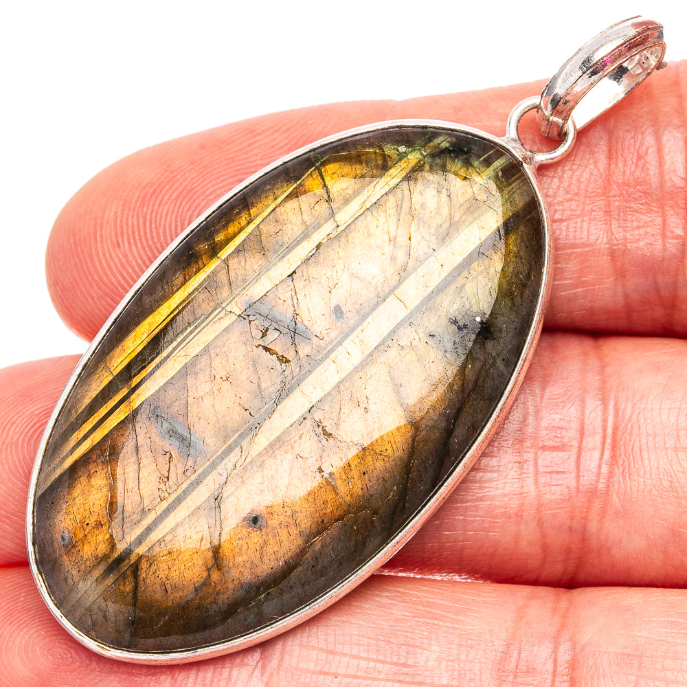Labradorite Pendant 2 1/8" (Silver Plated)