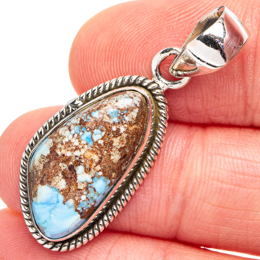 Rare Golden Hills Turquoise Pendant 1 1/2" (.925 Sterling Silver)