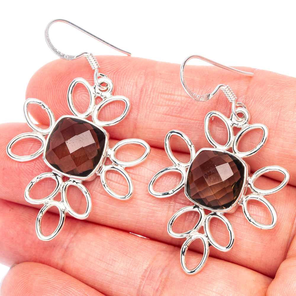 Premium Smoky Quartz Earrings 1 3/4" (925 Sterling Silver) E1191
