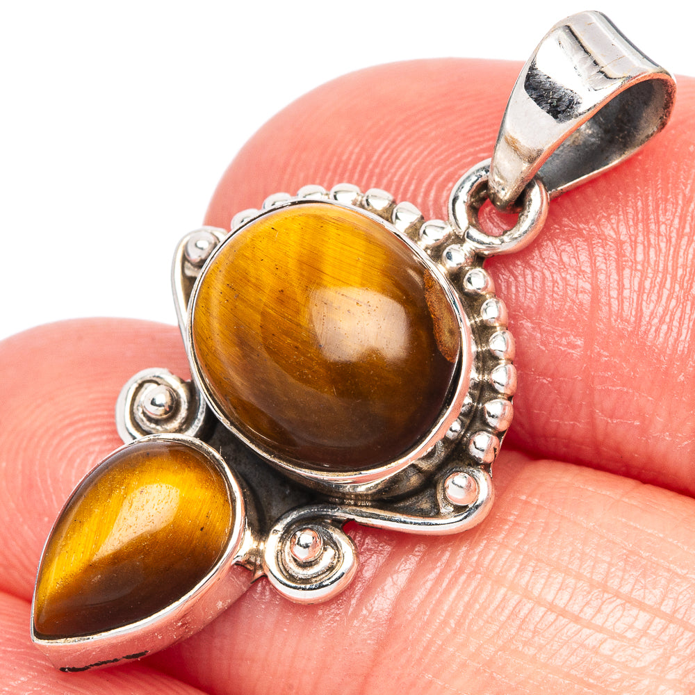 Tiger Eye Dainty Pendant 1 1/4" (925 Sterling Silver) P43558