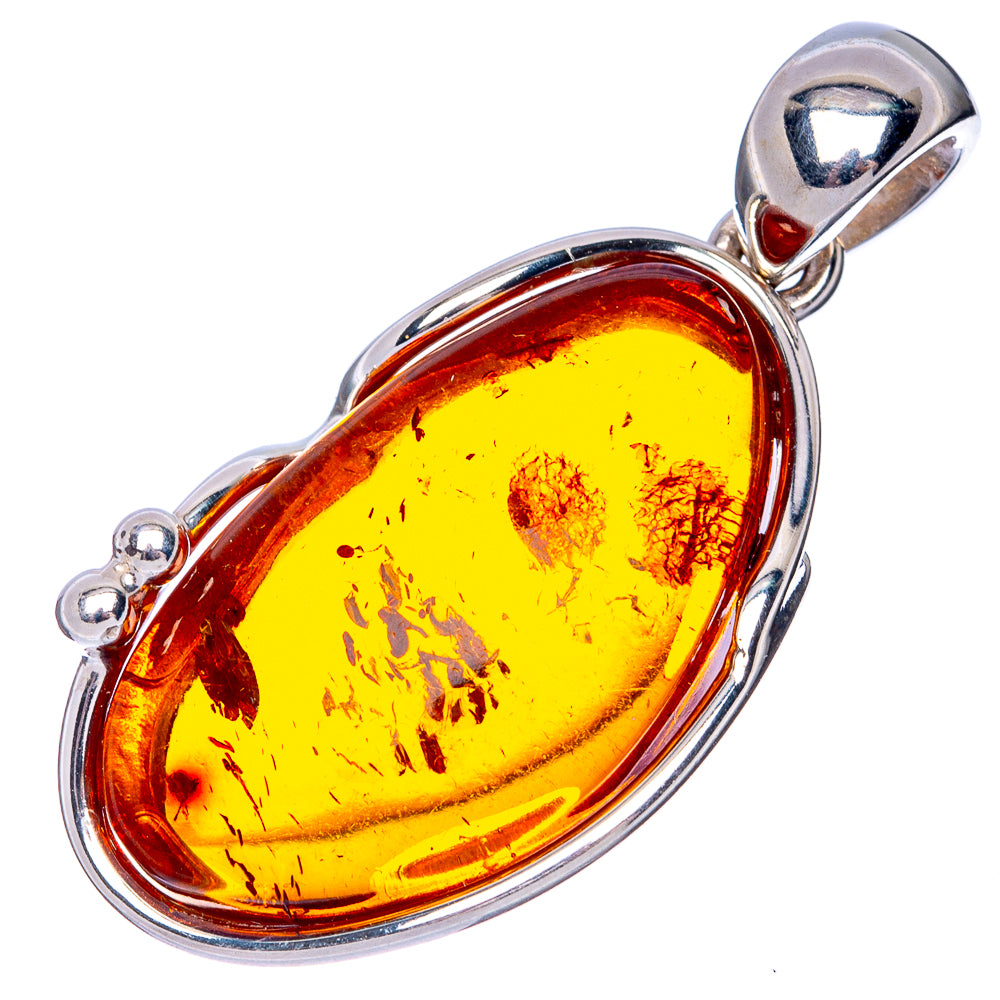 Anasilvercos Baltic Amber Pendant 1 1/2" (925 Sterlnig Silver)