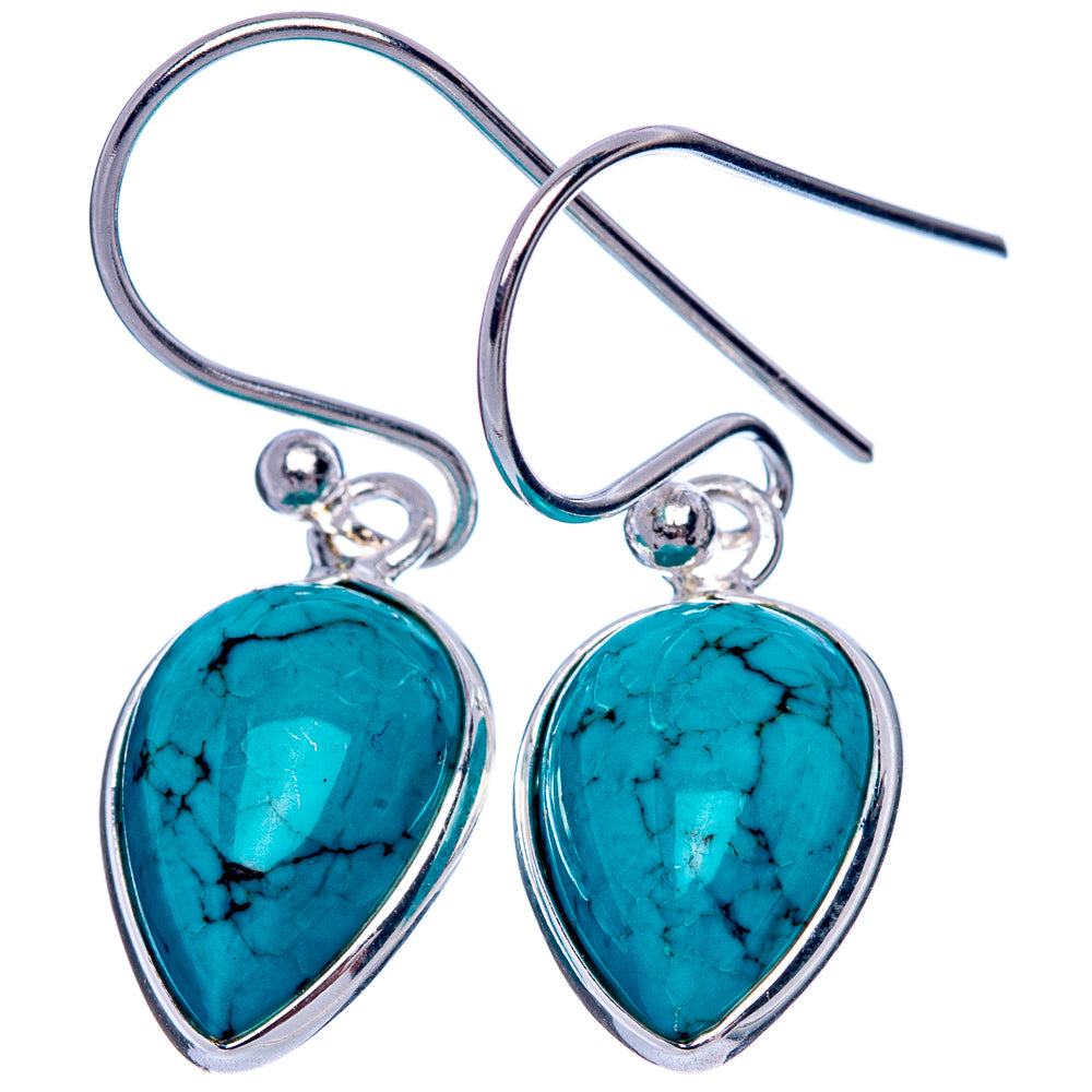 Tibetan Turquoise Dainty Earrings 1 1/8" (925 Sterling Silver) E2036