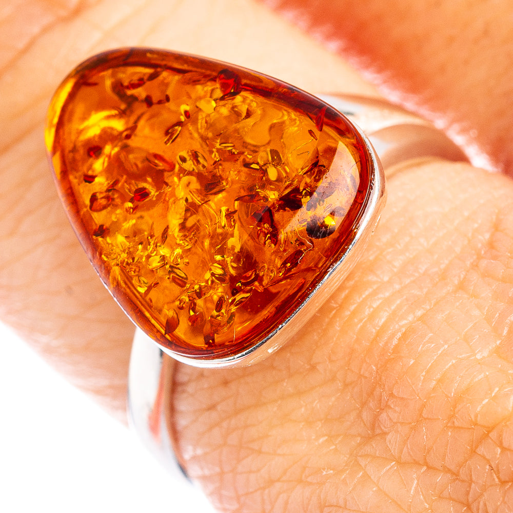Baltic Amber Ring Size 7 Adjustable (.925 Sterling Silver)