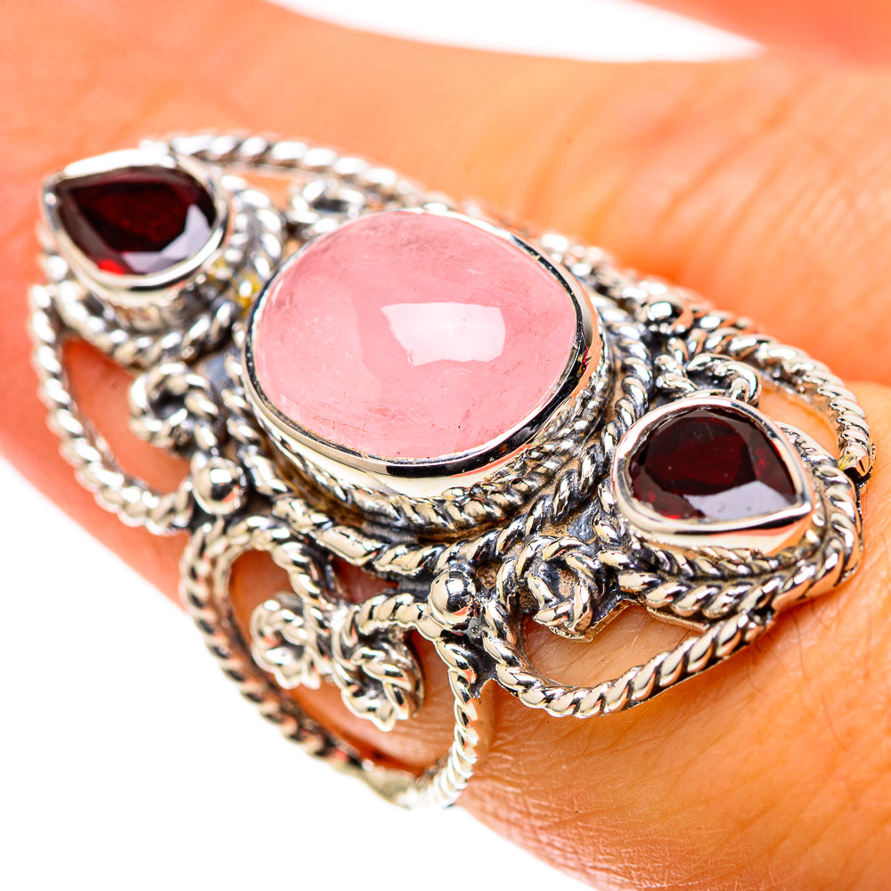 Signature Morganite, Garnet Ring Size 7.25 (925 Sterling Silver) RING138266