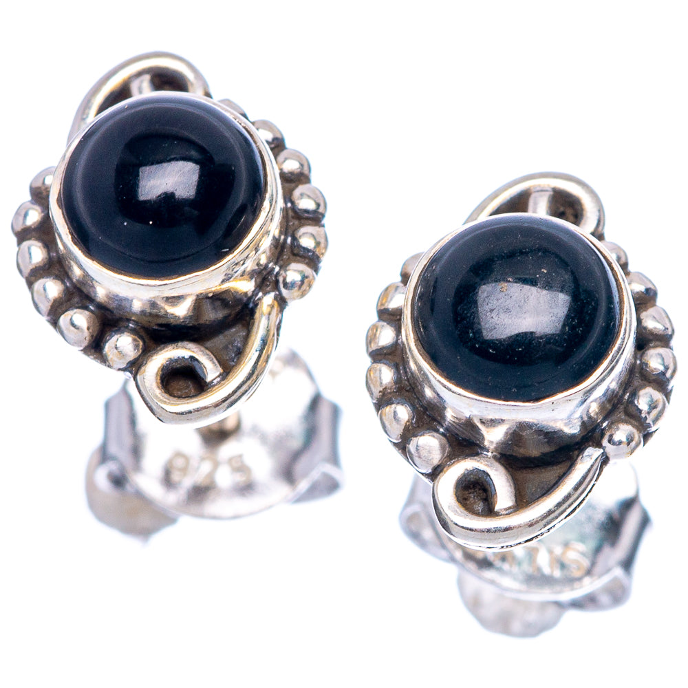 Black Onyx Dainty Earrings 3/8" (925 Sterling Silver) E1999
