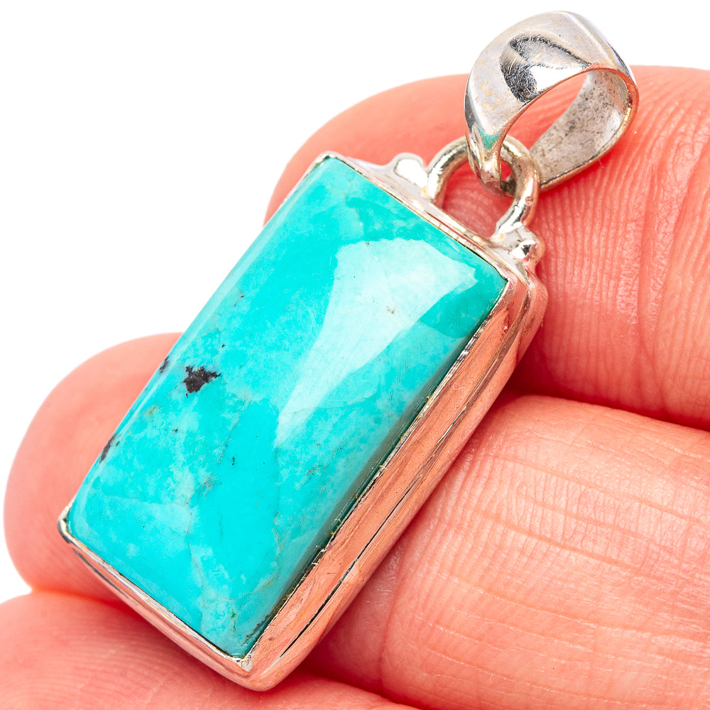 Rare Kingman Turquoise Pendant 1 1/4" (.925 Sterling Silver)