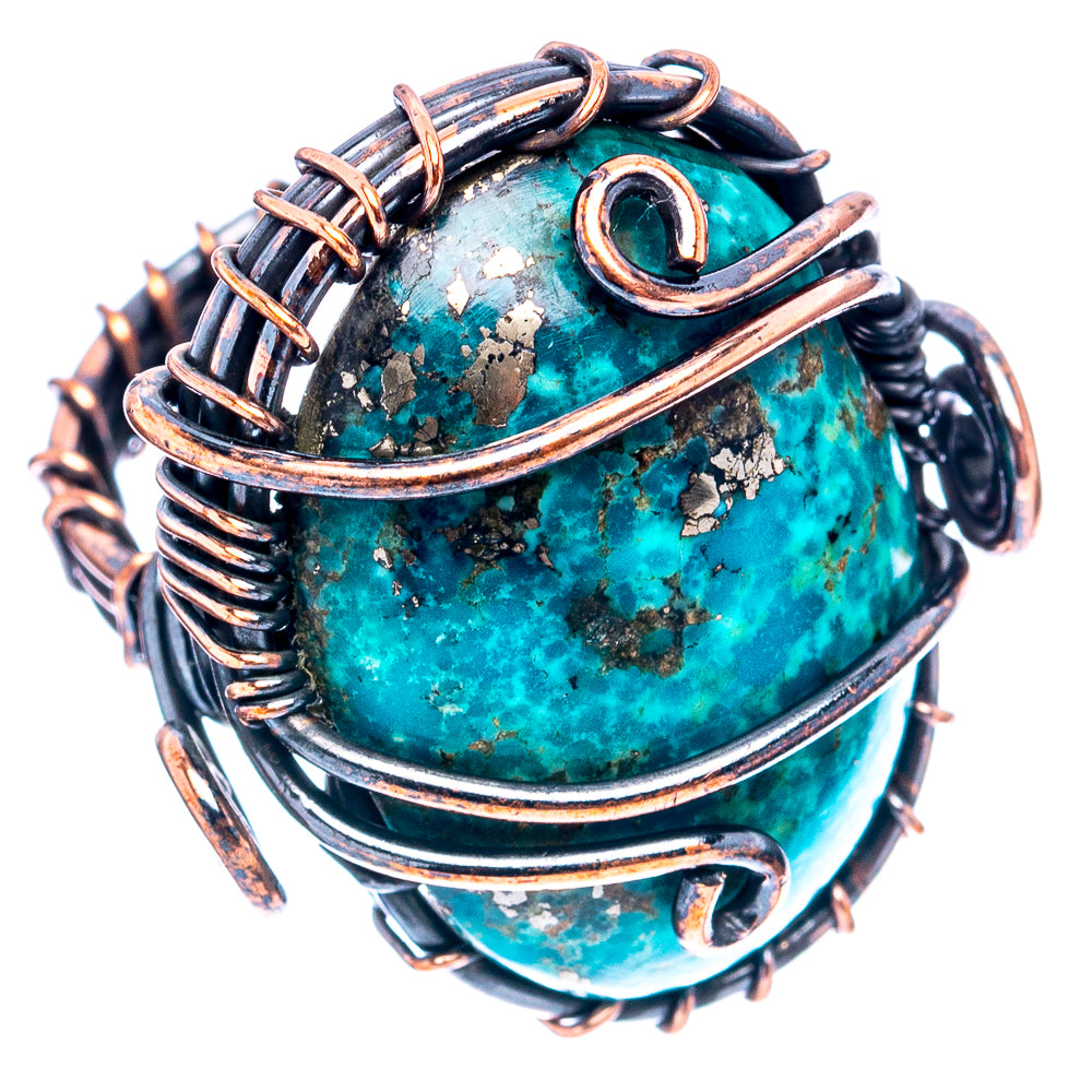 Turquoise Wire Wrap Ring Size 4.5 (Oxidized Copper)
