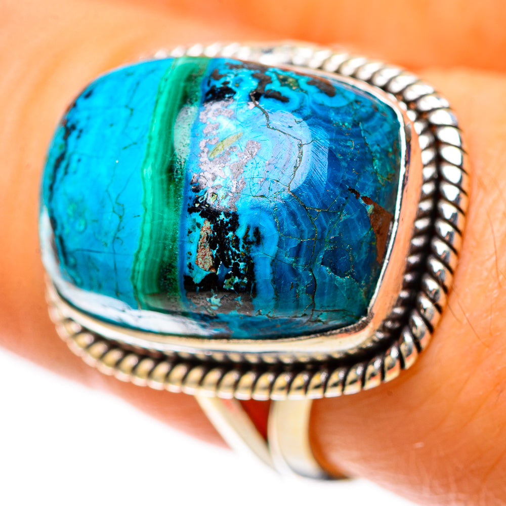 Malachite In Chrysocolla 925 Sterling Silver Ring Size 7.25 (925 Sterling Silver) RING139580