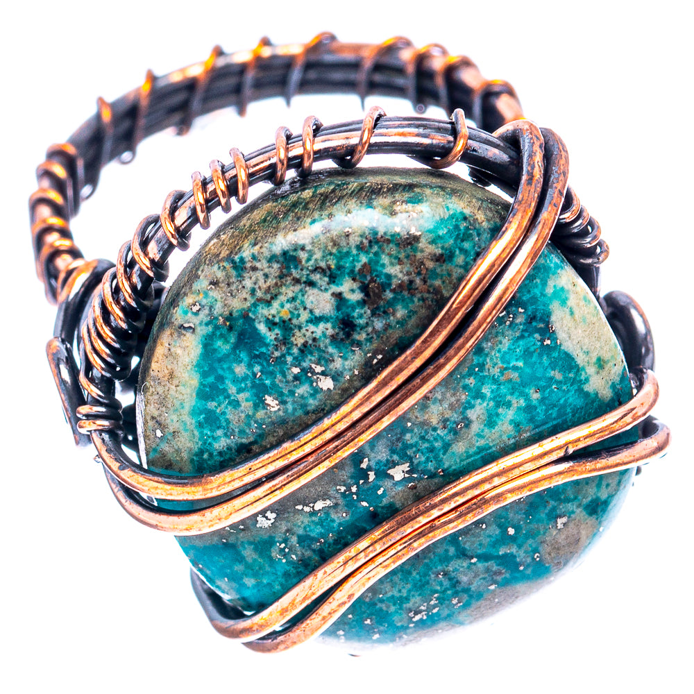 Turquoise Wire Wrap Ring Size 8.75 (Oxidized Copper)