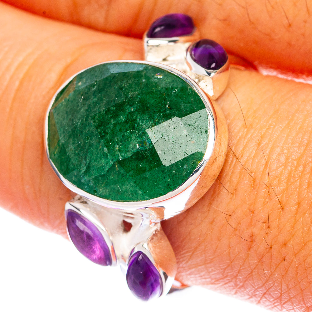 Green Aventurine, Amethyst Ring Size 9 (925 Sterling Silver) R144420