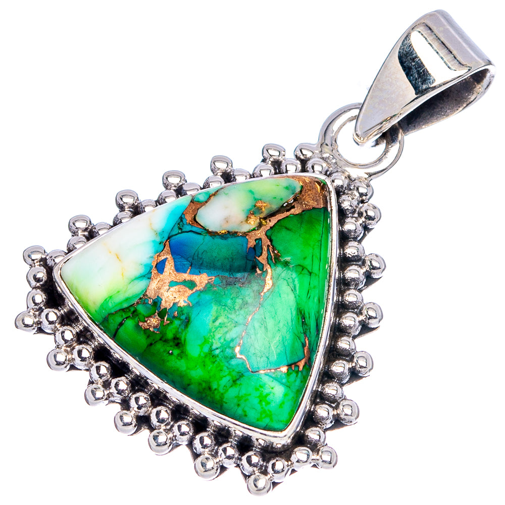 Green Dahlia Mohave Turquoise Pendant 1 1/4" (.925 Sterling Silver)