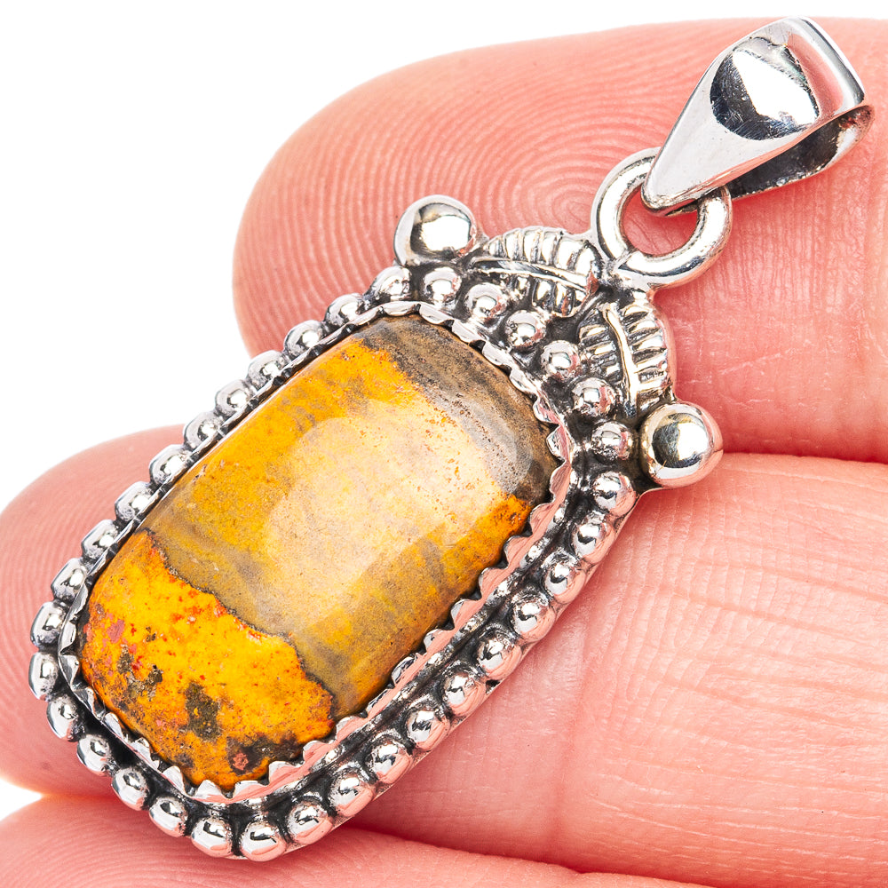 Bumble Bee Jasper Pendant 1 3/8" (925 Sterling Silver) P41992