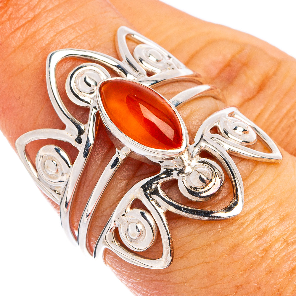 Carnelian Ring Size 7.5 (925 Sterling Silver) R8213