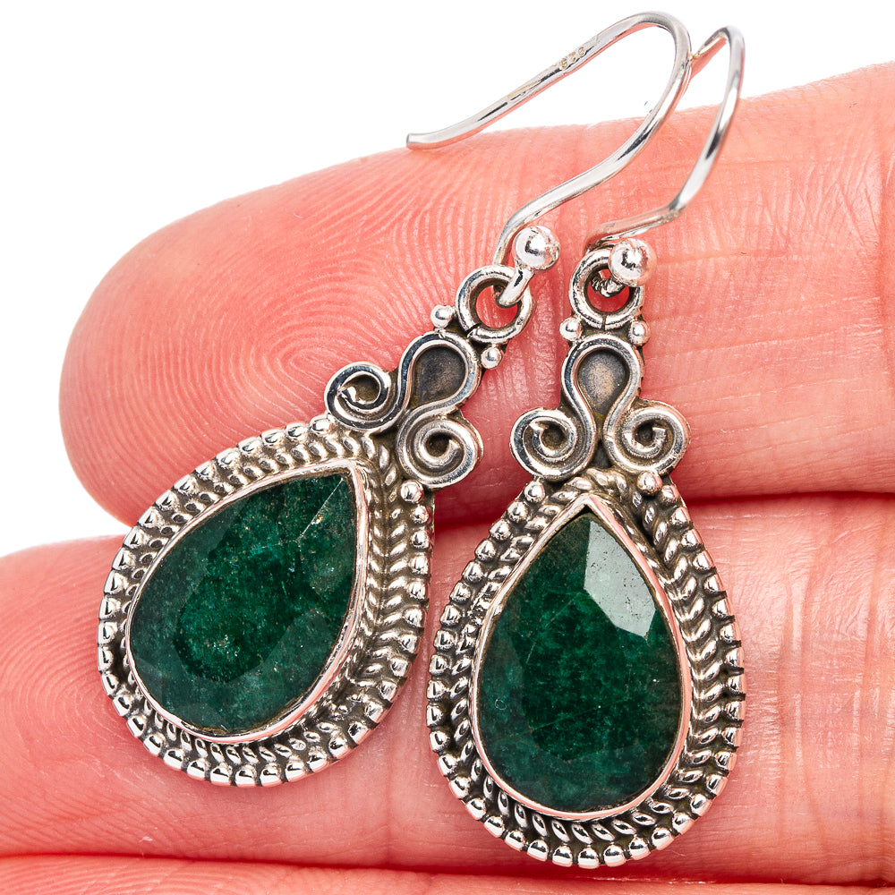 Green Sillimanite Earrings 1 3/8" (925 Sterling Silver) E433267