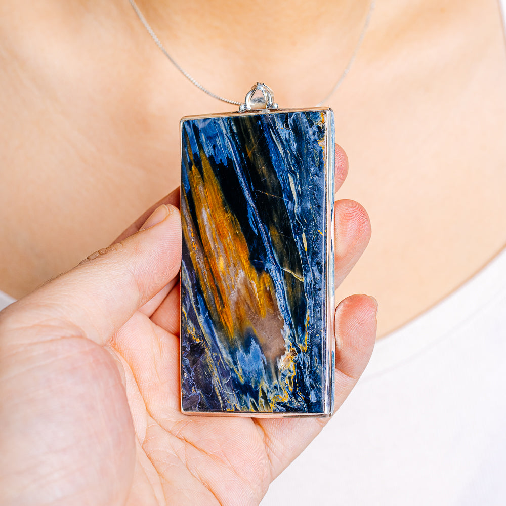 Gigantic Pietersite Pendant 3 3/4" (.925 Sterling Silver)