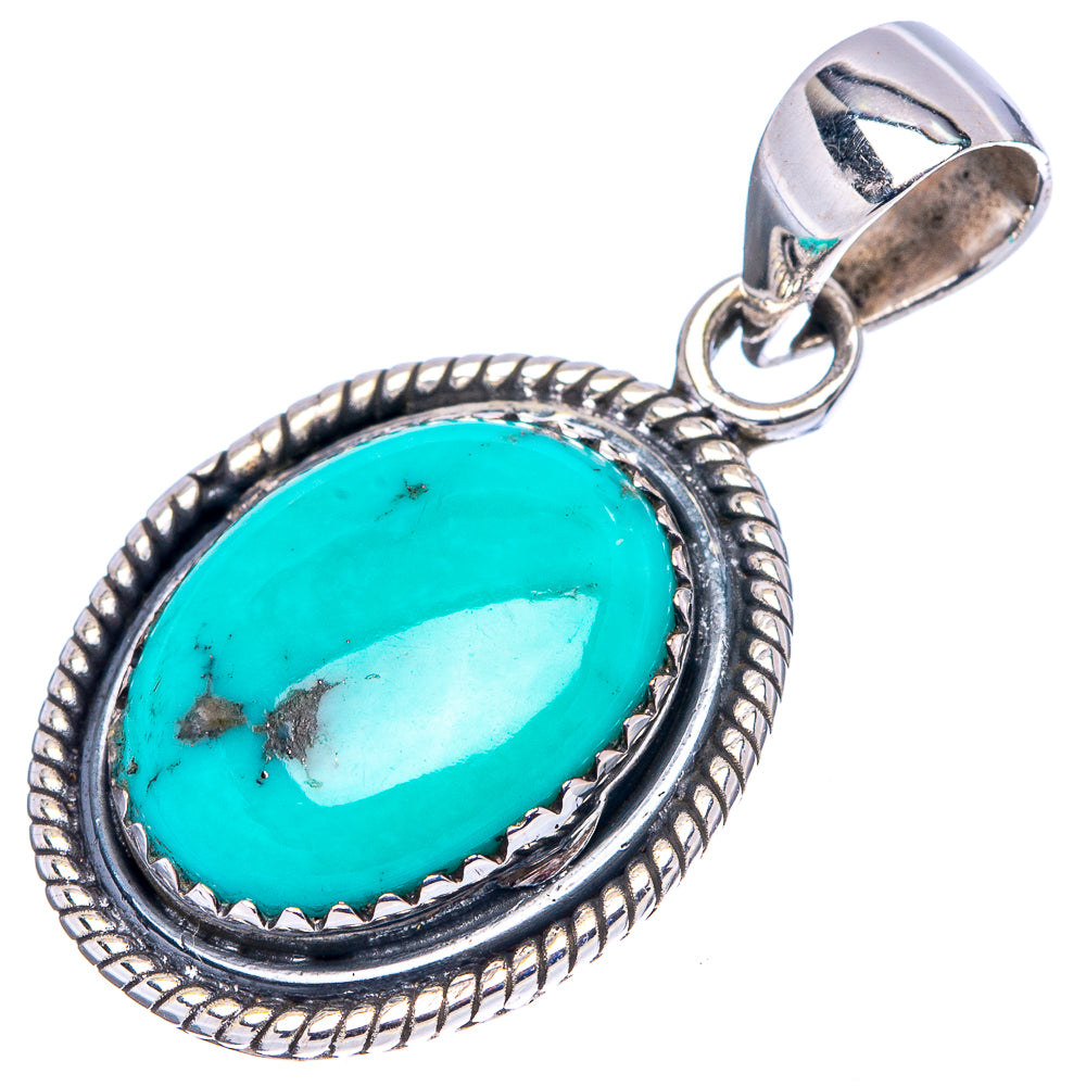 Rare Kingman Turquoise Pendant 1 3/8" (.925 Sterling Silver)