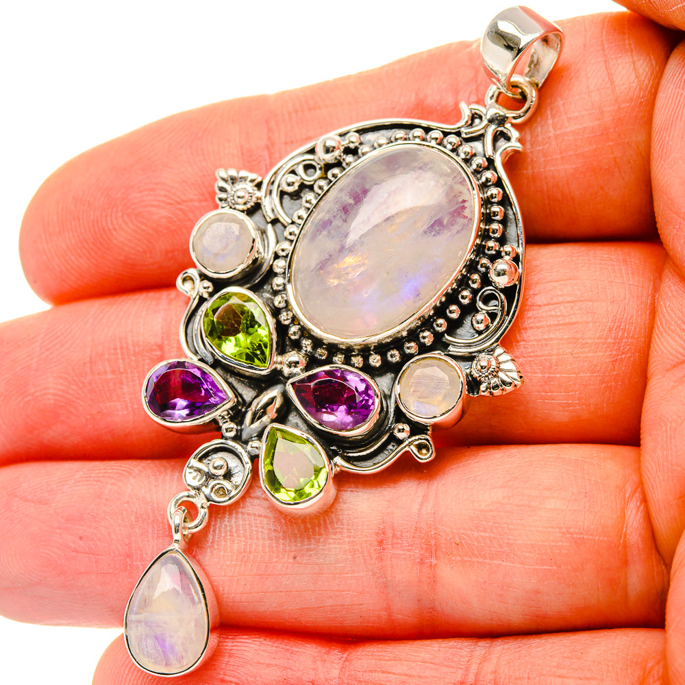 Signature Rainbow Moonstone, Amethyst, Peridot Pendant 2 1/2" (925 Sterling Silver) PD37845