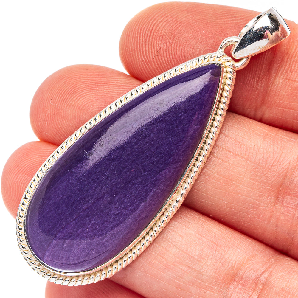 Rare Large Sugilite 925 Sterling Silver Pendant 2" (925 Sterling Silver) P43691
