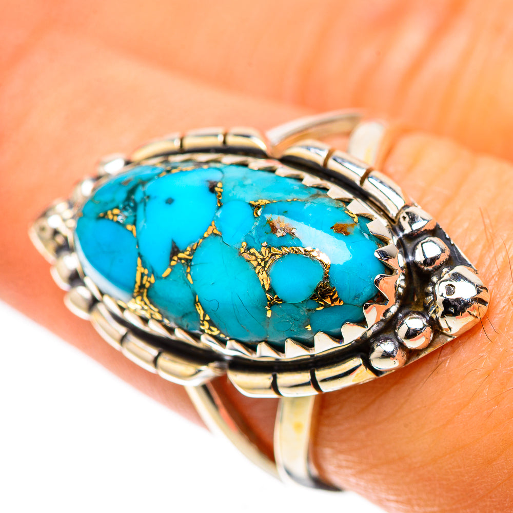 Blue Copper Composite Turquoise Ring Size 7.5 (925 Sterling Silver) RING138476
