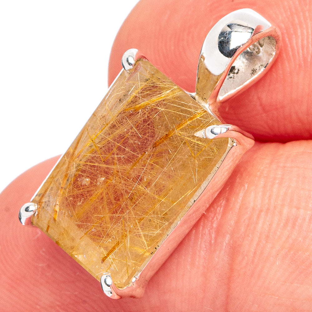Rutilated Quartz Pendant 3/4" (.925 Sterling Silver)