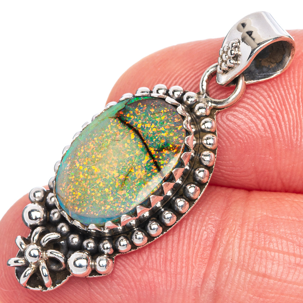 Rare Sterling Opal Pendant 1 3/8" (925 Sterling Silver) P40688