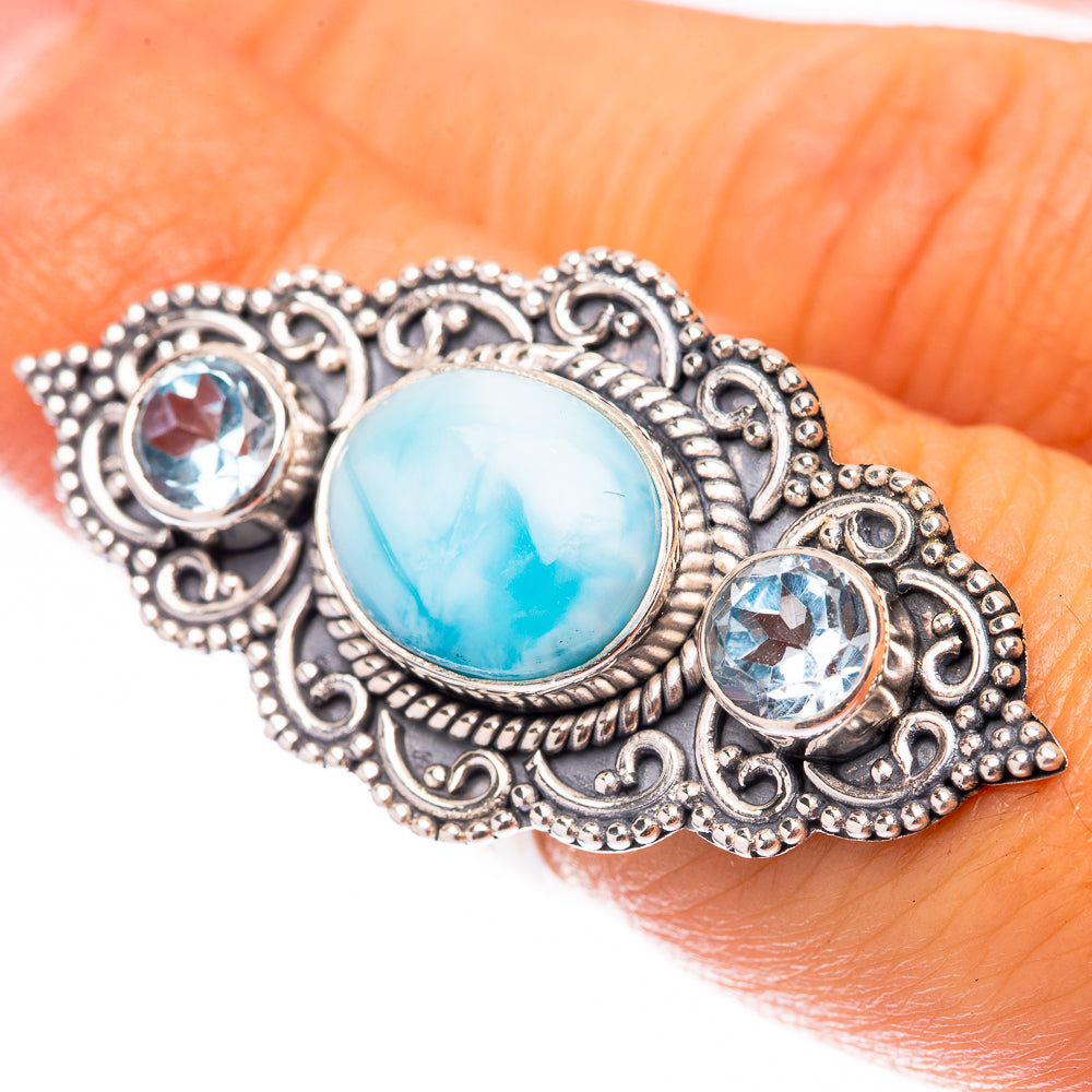 Large Larimar, Blue Topaz 925 Sterling Silver Ring Size 6.25 (925 Sterling Silver) RING140441