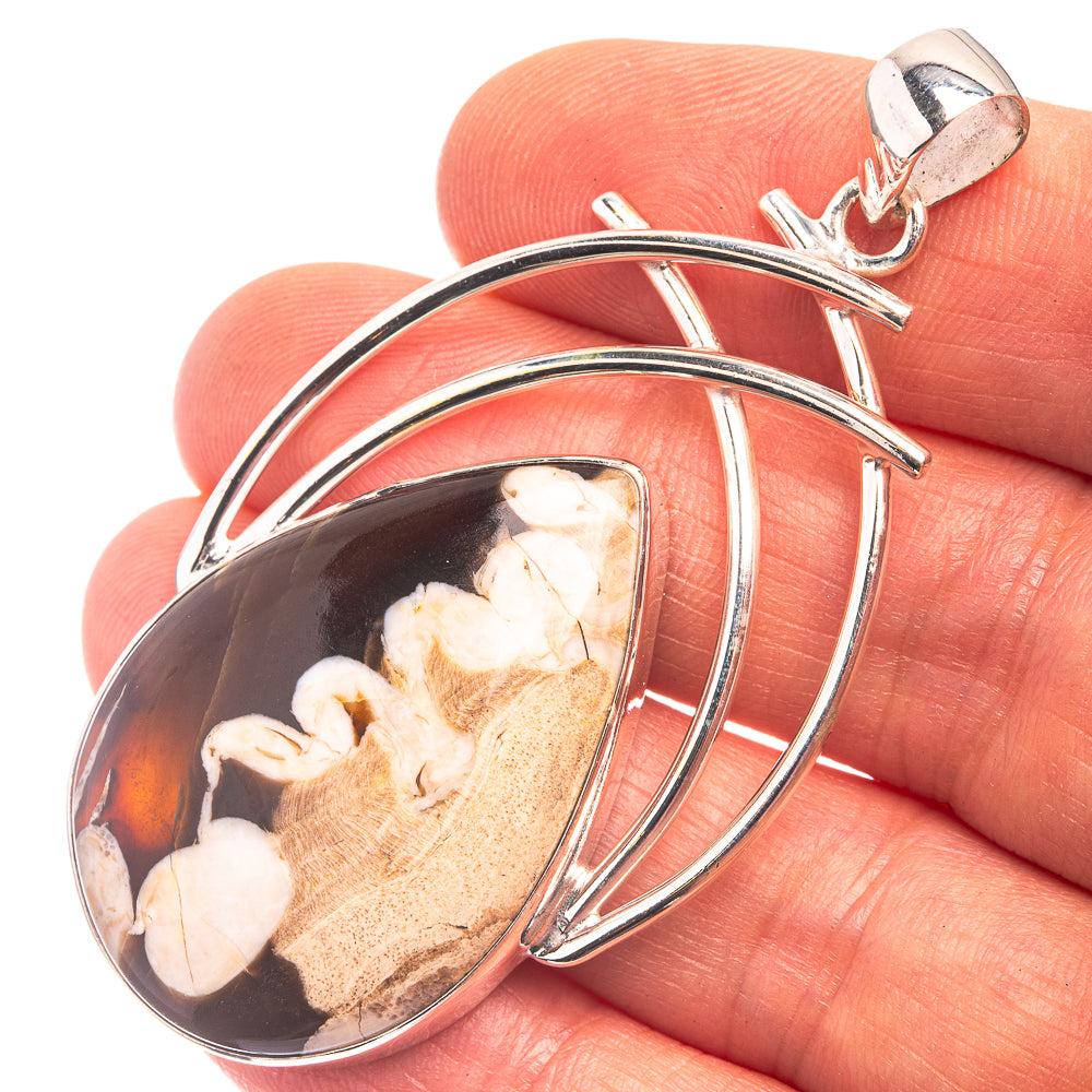 Peanut Wood Jasper Pendant 2 3/8" (925 Sterling Silver) P38841