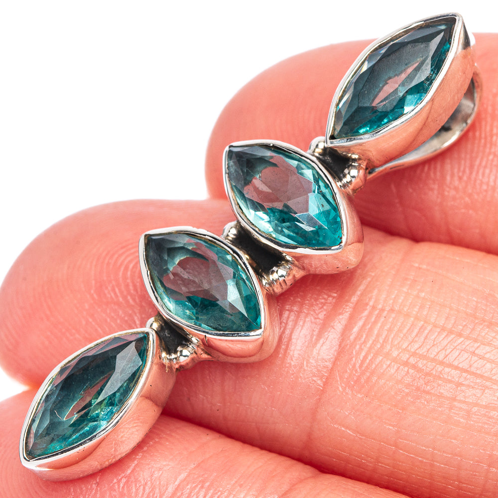 Blue Topaz Dainty Pendant 1 3/8" (925 Sterling Silver) P43575