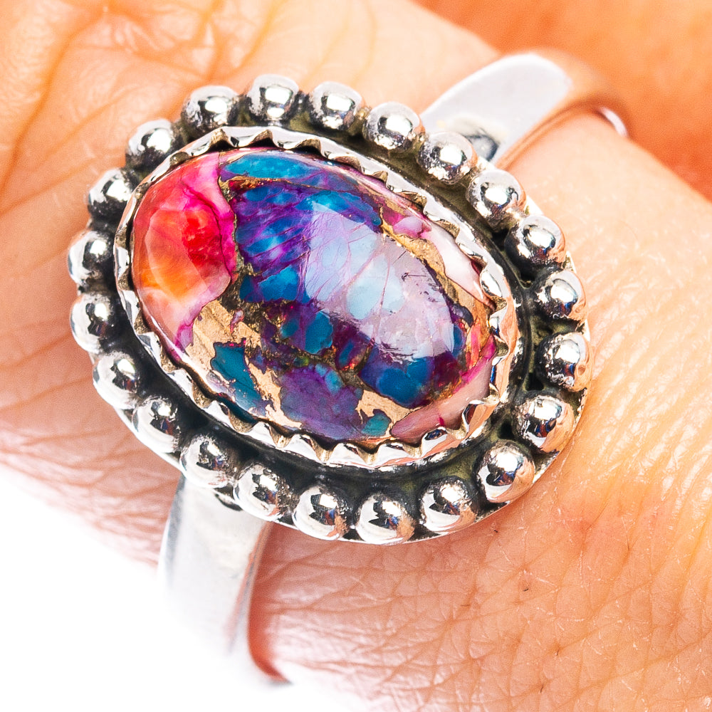 Pink Dahlia Mohave Turquoise Ring Size 9 (.925 Sterling Silver)