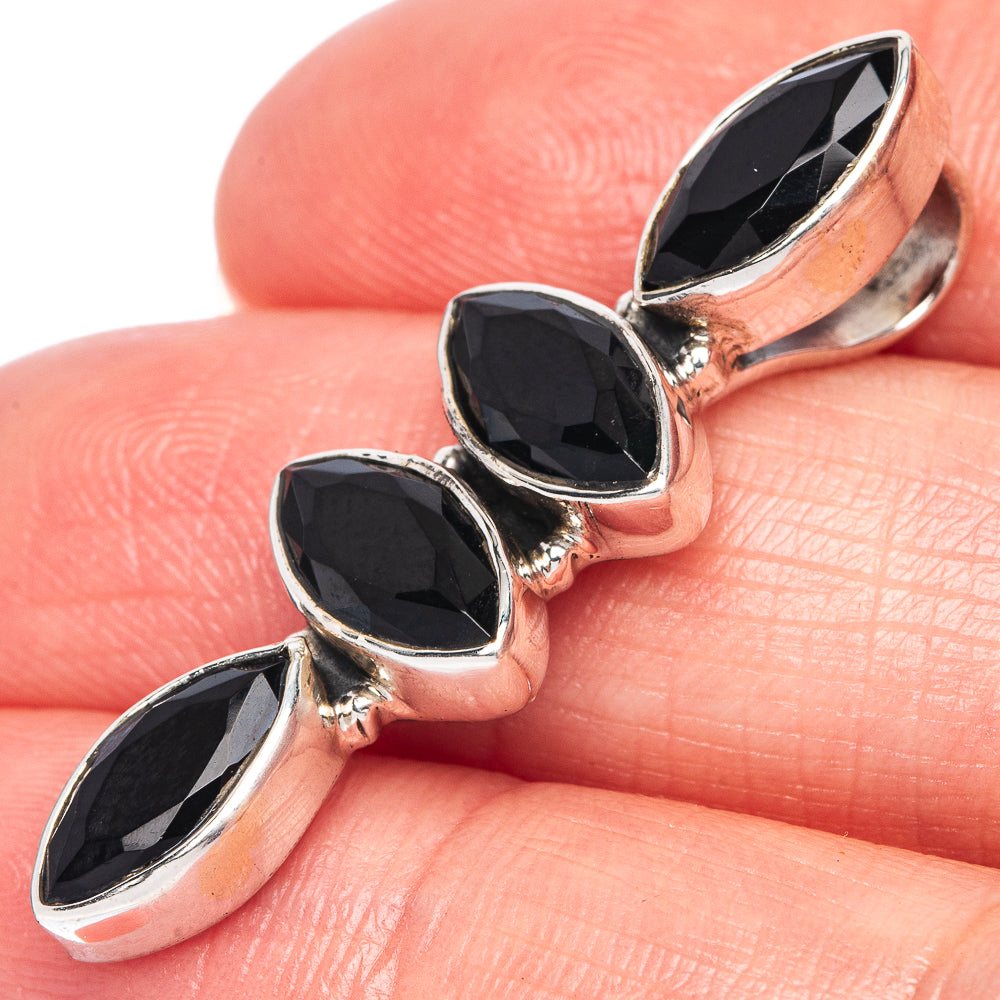 Black Onyx Dainty Pendant 1 3/8" (925 Sterling Silver) P43574