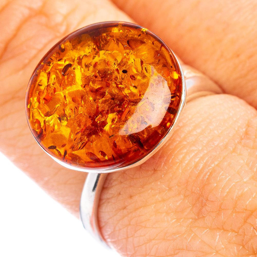 Baltic Amber Ring Size 7 Adjustable (.925 Sterling Silver)